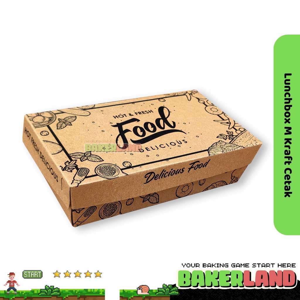 Lunch Box Paper M Motif / Paper Lunch Box / Lunch Box / Lunch Box S M L / Kemasan Ayam Geprek