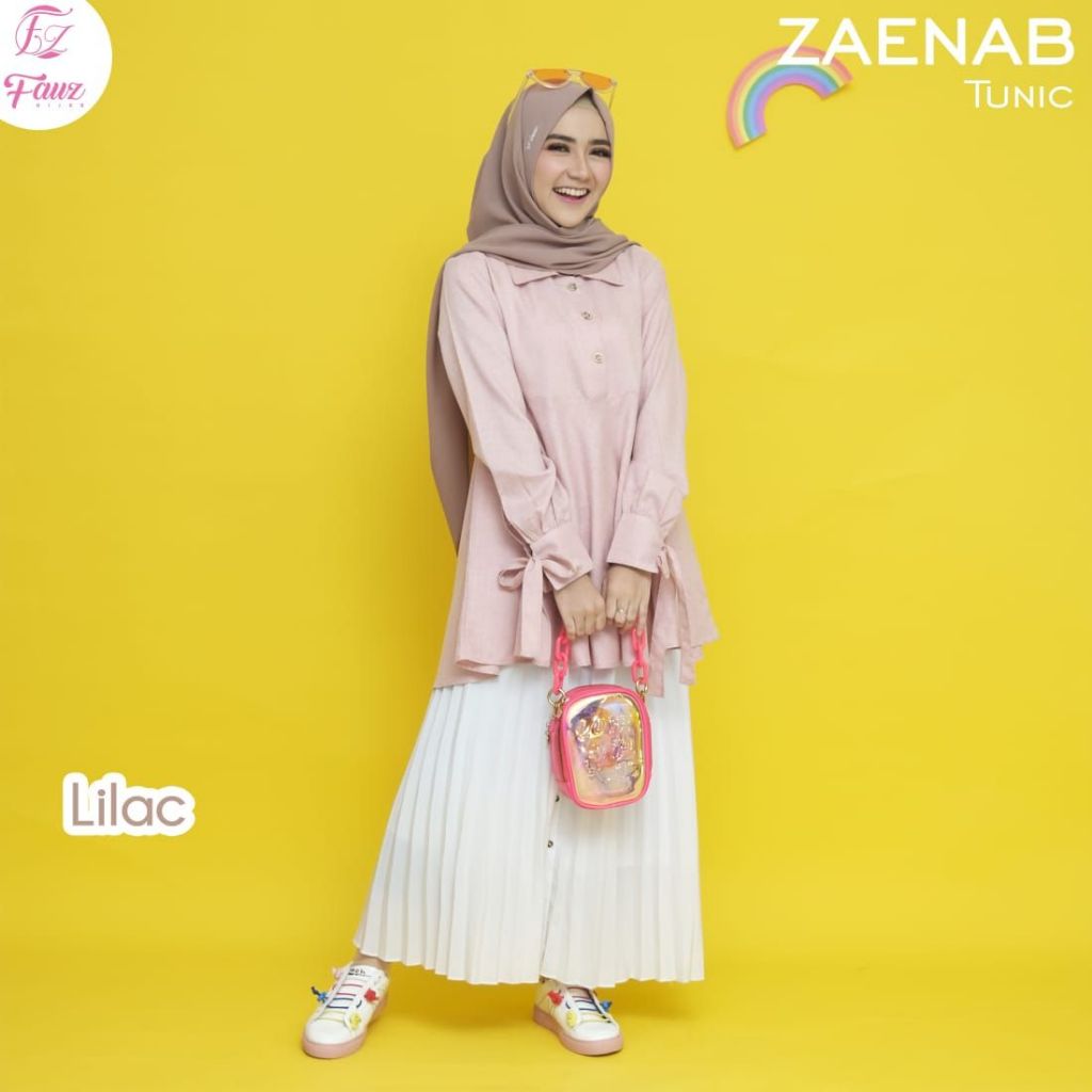 Fauz Hijab Zaenab Tunik Size L Kekinian Motif Polos