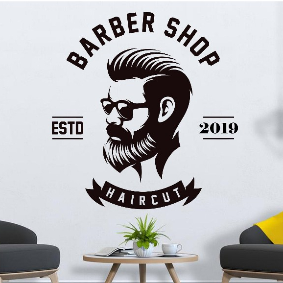 Stiker dinding dan kaca barbershoop keren / stiker dinding / stiker kaca / stiker barbershop termura