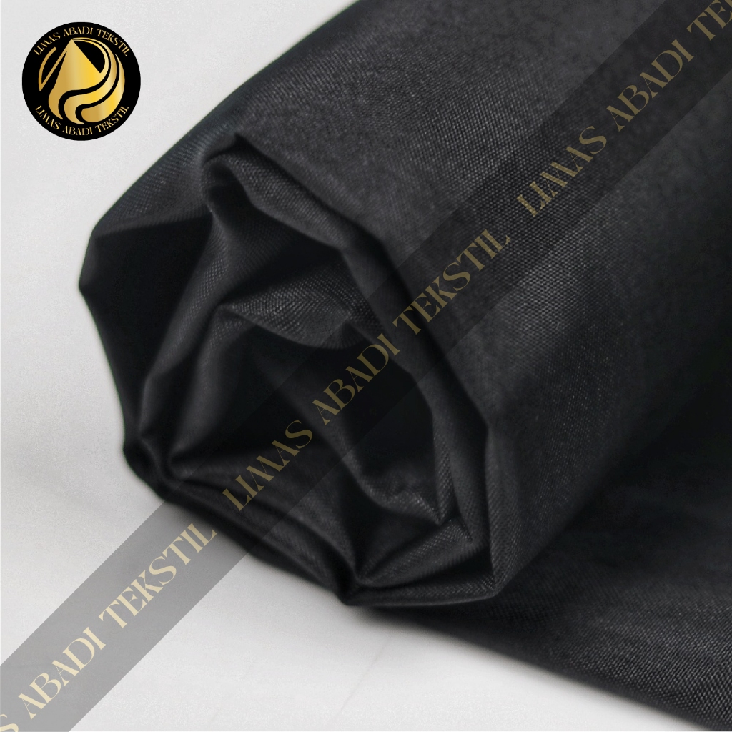Kain Satin Polos Peles Veles PIRAMIDA (Warna Hitam) kain furing tas,jas,jaket,topi,bendera,selempang