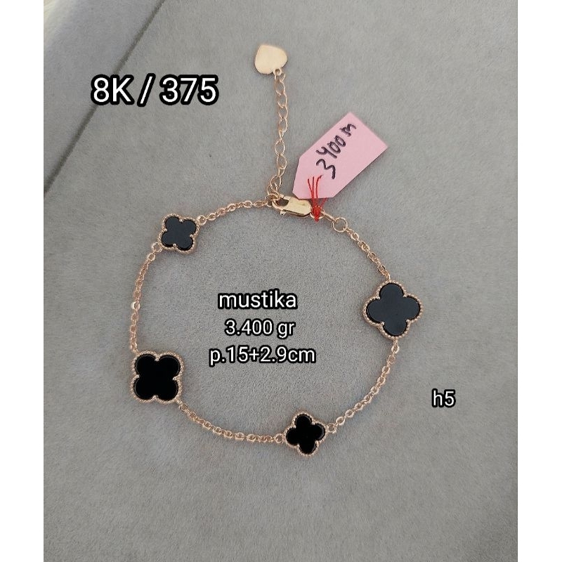 Gelang model bunga hitam emas 8K