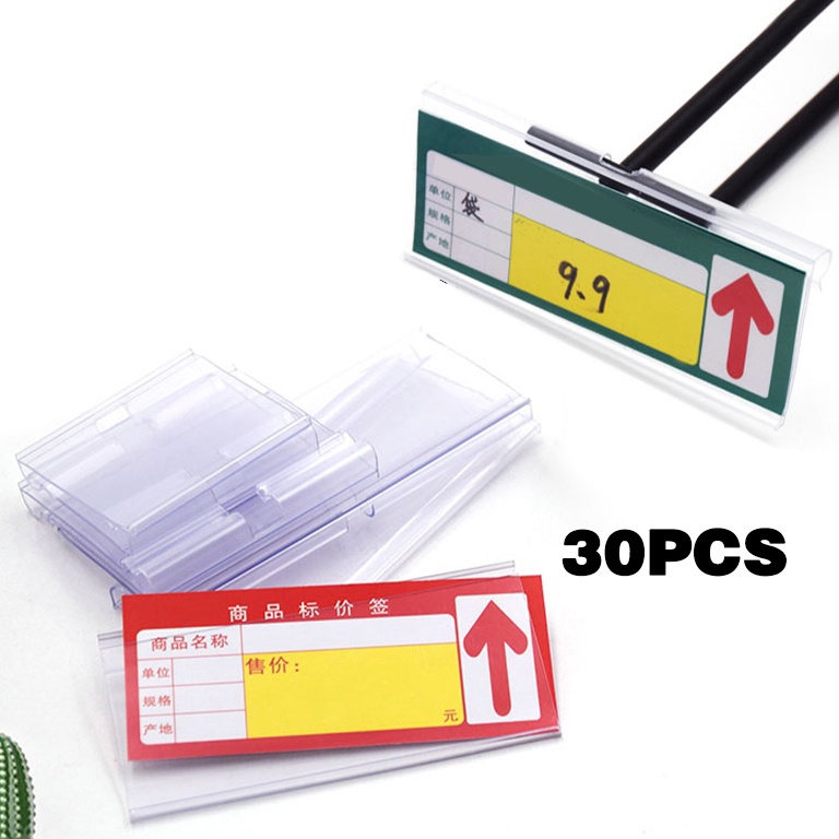 

KODE O6E5 3PCS Label Harga 6x42 cm Price Tag Holder Plastik PVC Price Tag Card Name Etalase Double Hook