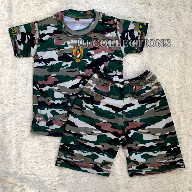 SETELAN JERSEY ANAK TANGAN PENDEK MOTIF LORENG KASAD - JERSEY ANAK LORENG TNI - SETELAN JERSEY KIDS 