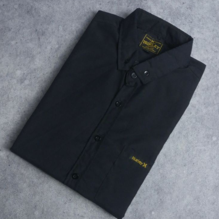 Kemeja Polos Pria Hitam Lengan Pendek Hem Laki Laki Baju Cowok Distro