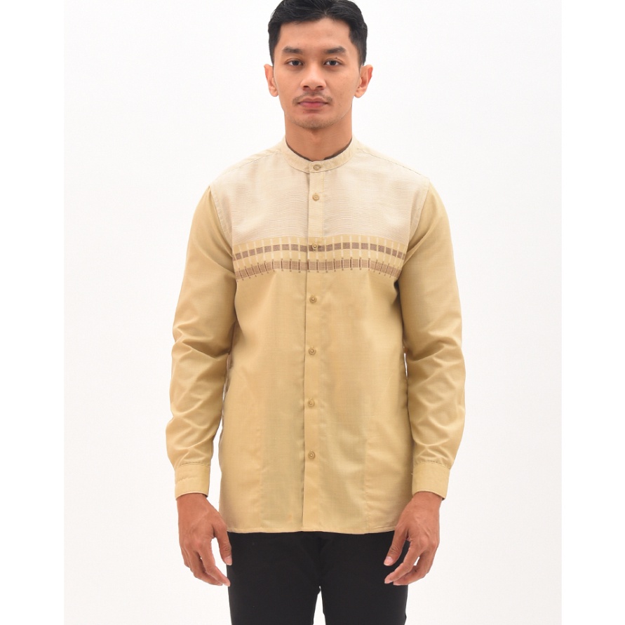 XC26619 MENS TOP Kemeja Pria Koko Panjang Comfort Fit OMARAN  Khaki