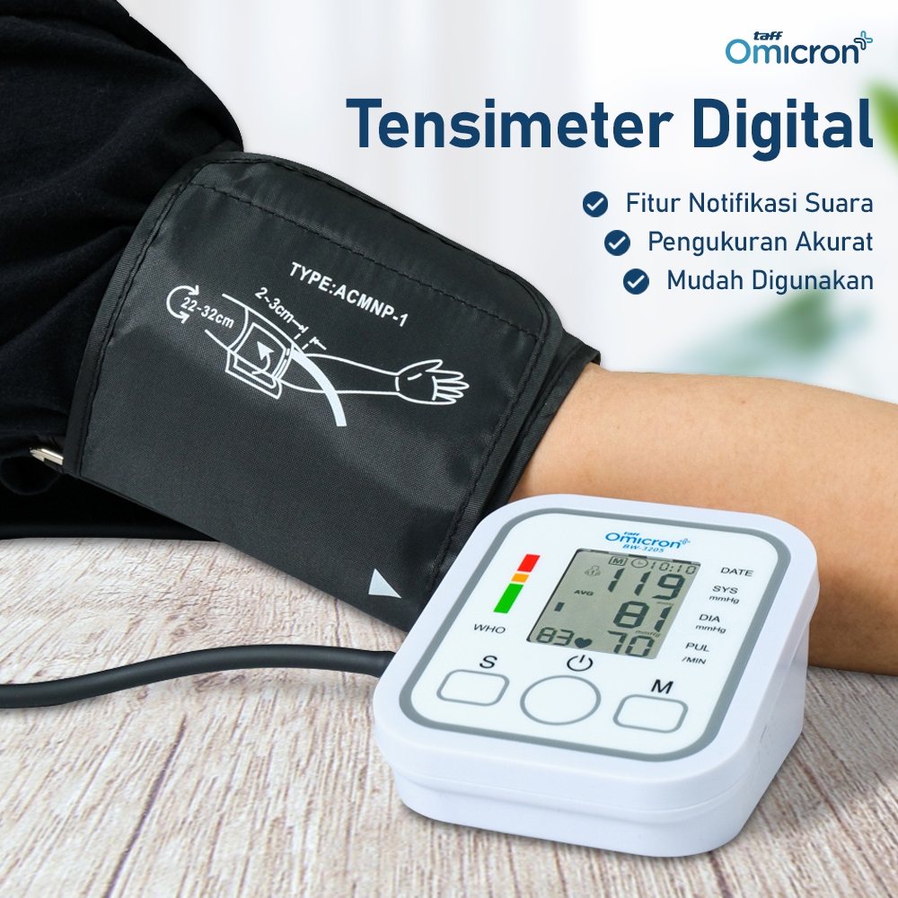 TaffOmicron Pengukur Tekanan Darah Tensi Darah Tensimeter Digital Sphygmomanometer - BW-3205