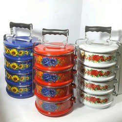 Rantang enamel motif bunga 14 susun 4 /Rantang jadul