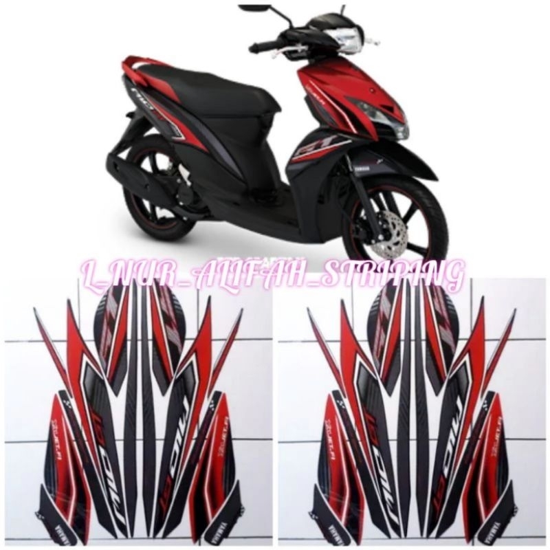 STIKER STRIPING LIS LES POLET BODY MOTOR YAMAHA MIO GT 2013 WARNA HITAM MERAH