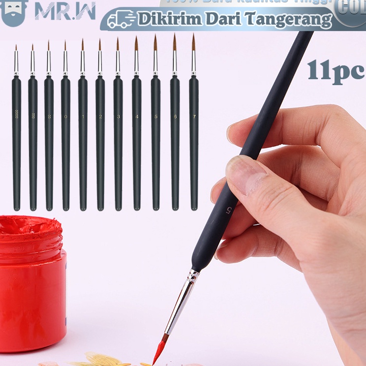 

Model Favorit Kuas Lukis Liner 11pcs Kuas Lukis Cat AirMinyak Paint Brush Set Round Tip Nylon