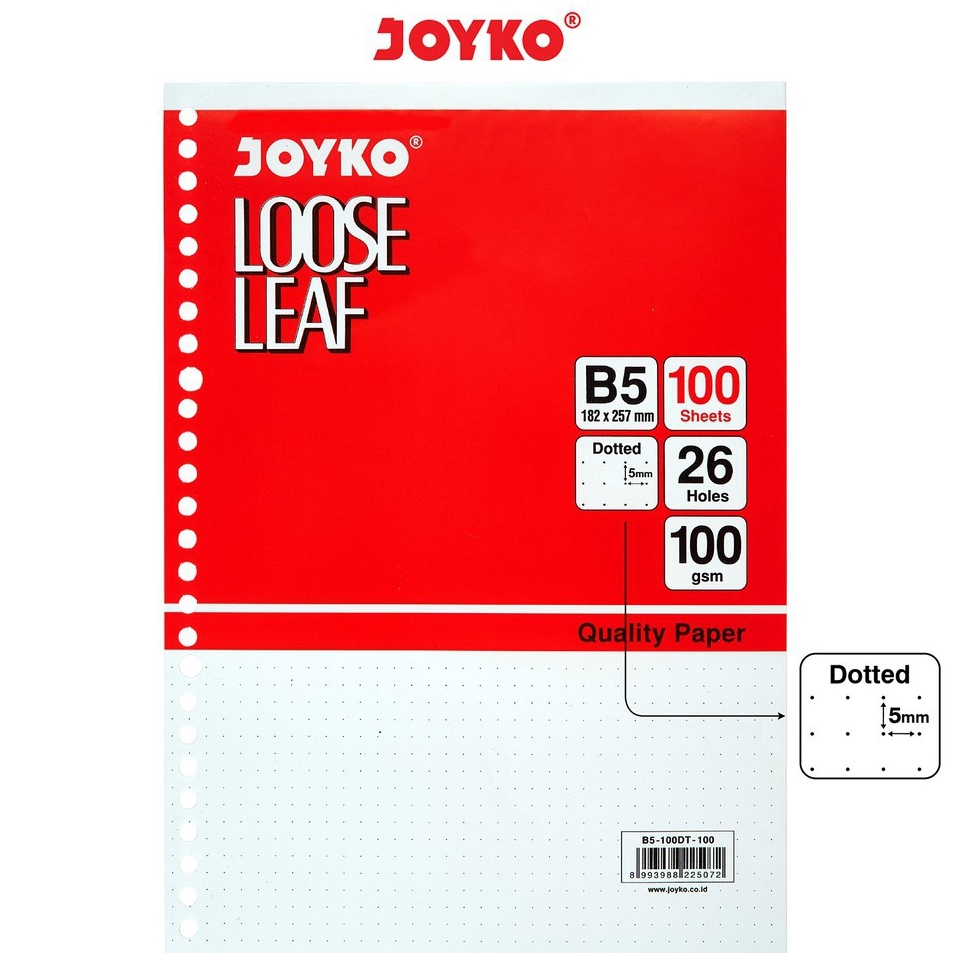 

Diskon Pembelian Loose Leaf B5 26 Lubang Joyko Dot Grid Plain 1 Lembar