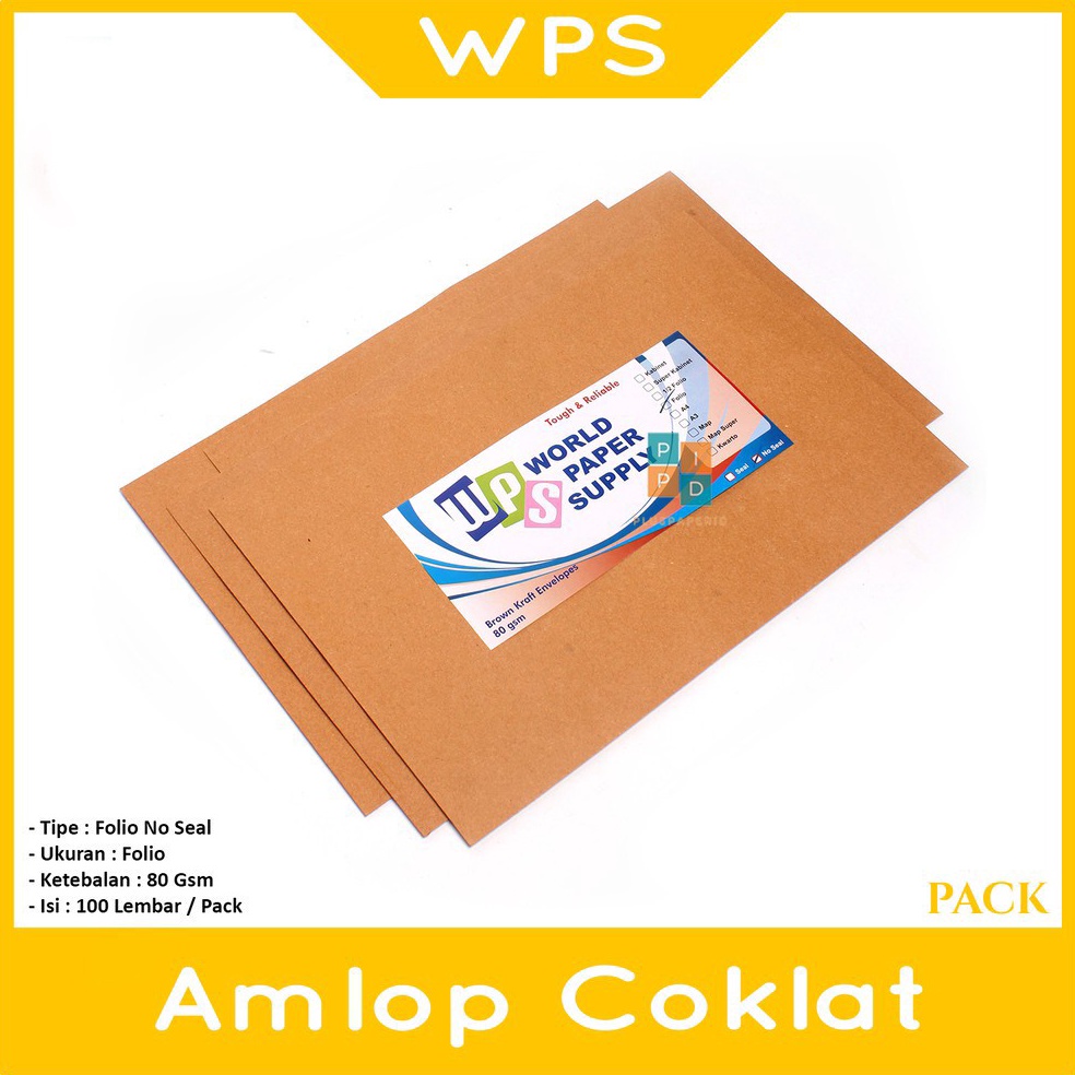 

KODE P4K7 WPS Amplop Coklat Ukuran Folio 235 x 345 cm No Seal Pack