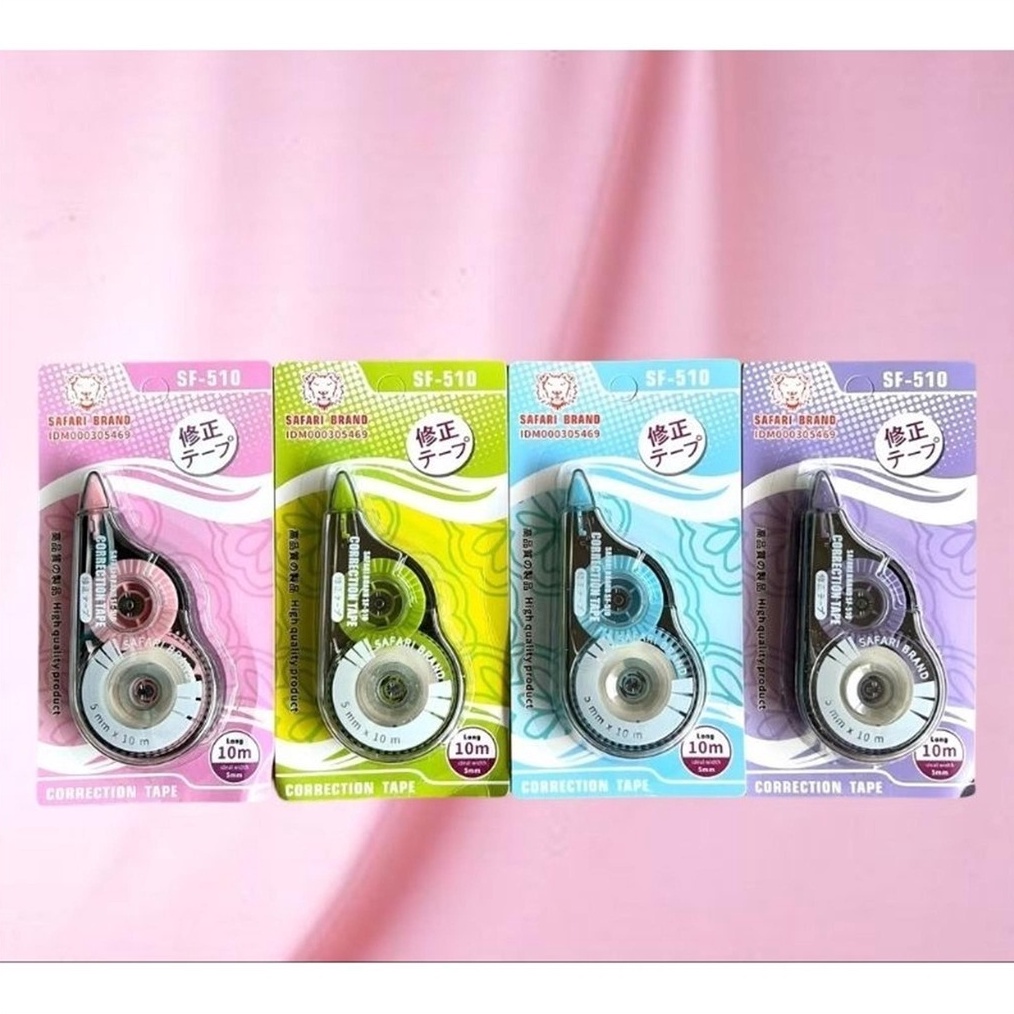 

KODE O6O9 SF51LUSIN Correction tape tipe x ex stipo kertas pita trondol 1M fancy warna pastel safari brand