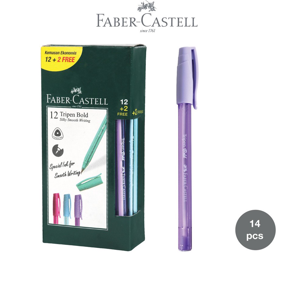

KODE I4L7 FaberCastell Ballpen Tripen Bold Black Ink Box 12 Free 2 pcs
