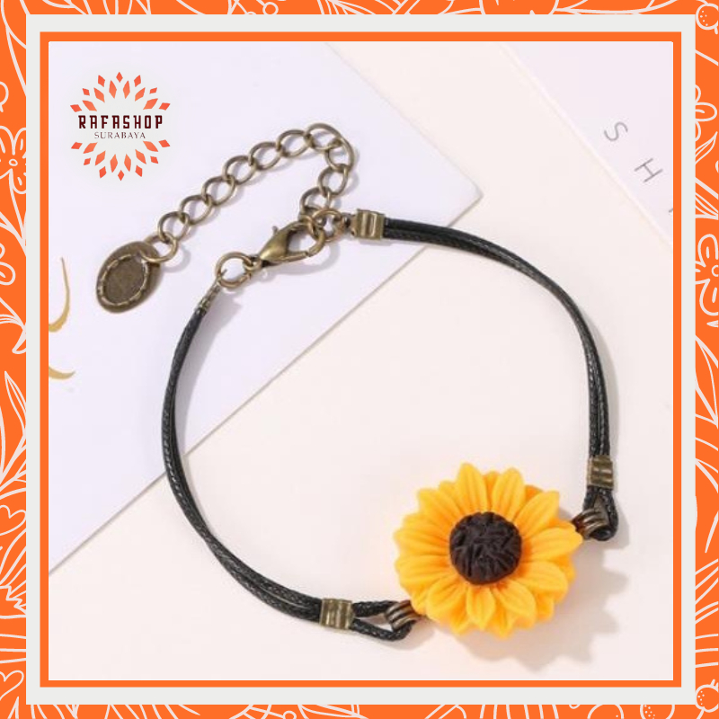 ACC127 Gelang Bunga Matahari Sunflower Orange Korean Design 10gr