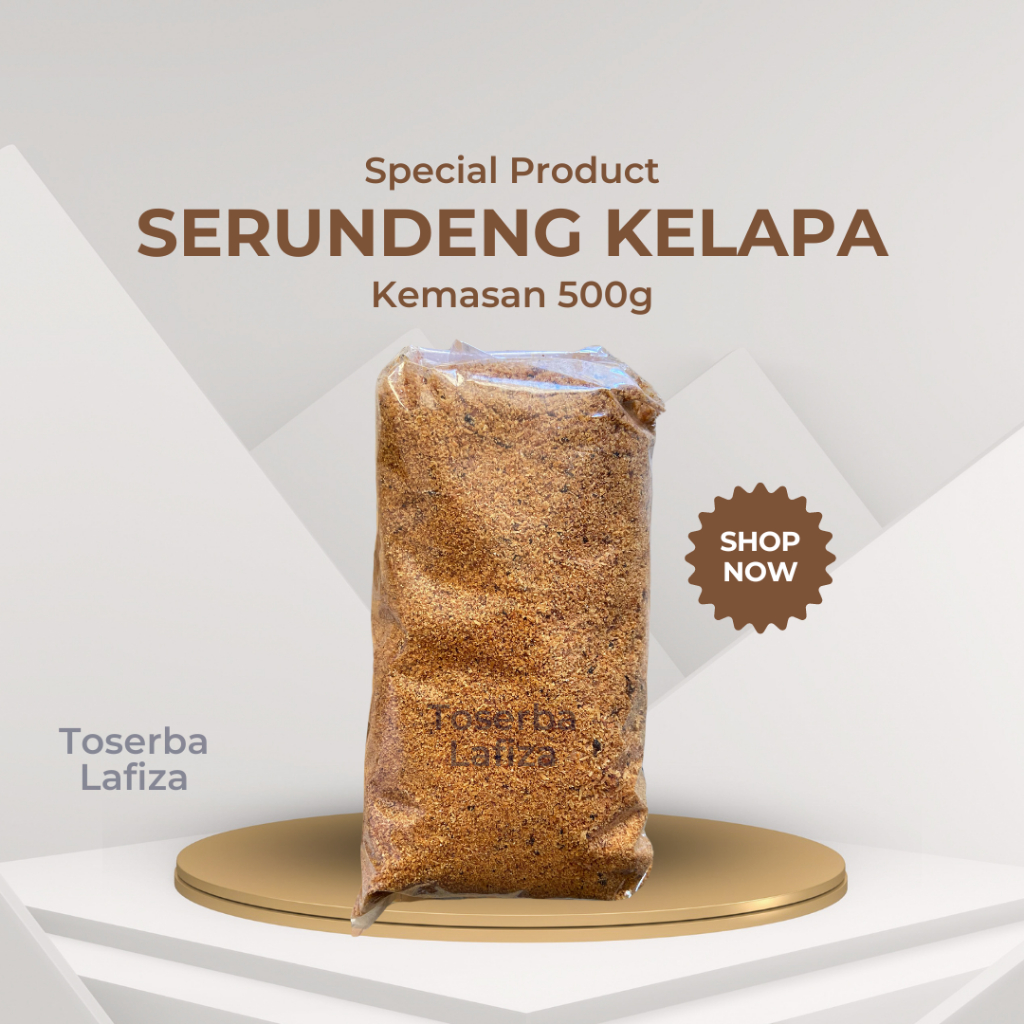 

Serundeng Kelapa Asli Kemasan 500g - Halal - Rasa Manis Gurih