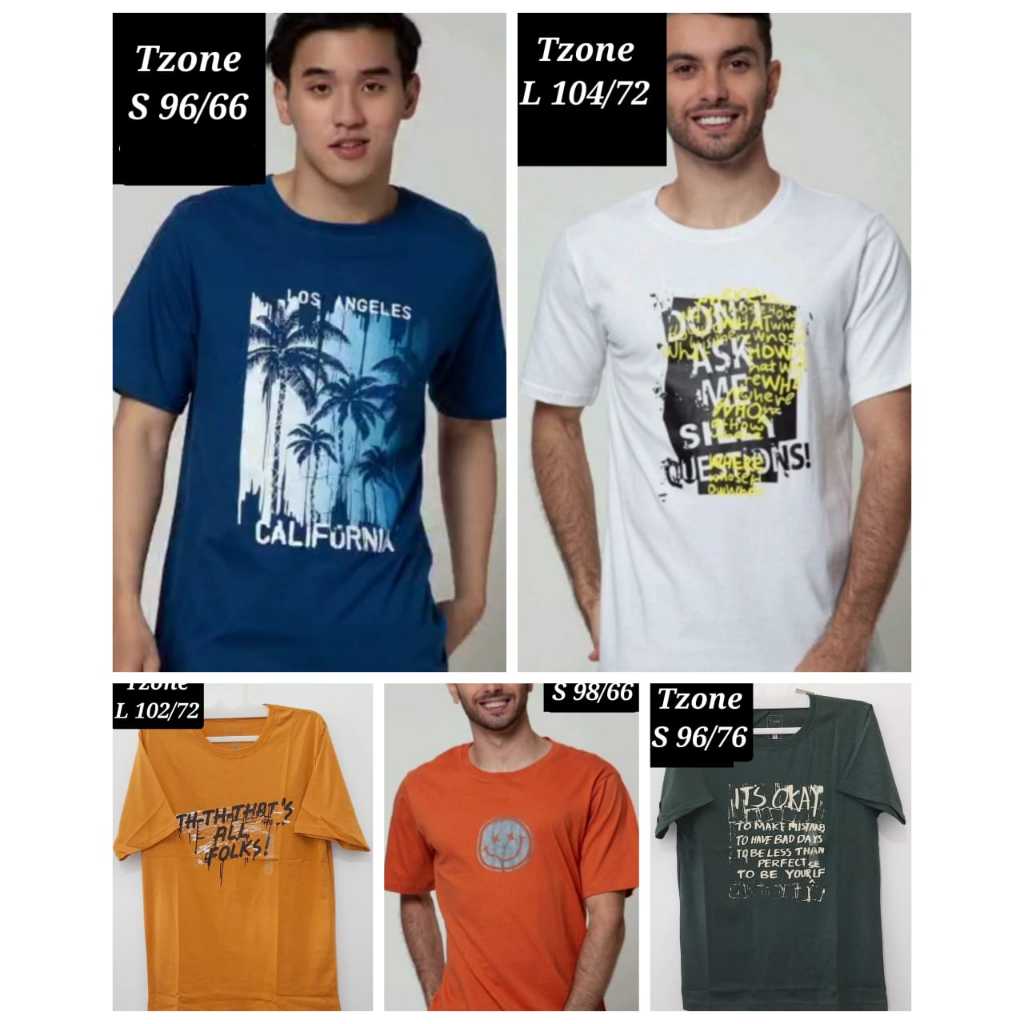 Kaos Oblong Shirt Dewasa Pria / laki laki merk Tzone original branded Baju Matahari