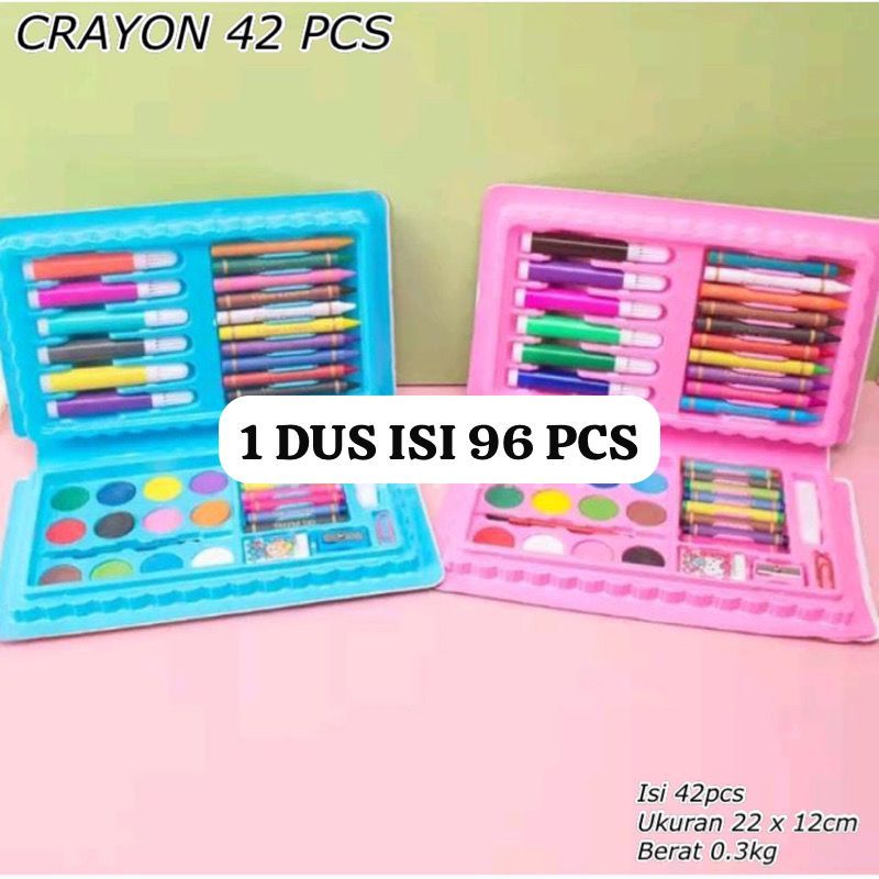 

Crayon set isi 42 pcs mainan cat colouring mewarnai cat warna anak anak