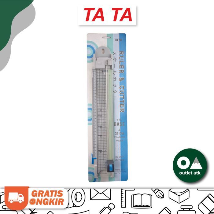 

TA TA Ruler & Cutter 35cm - Penggaris Pemotong Kertas Portable With Base