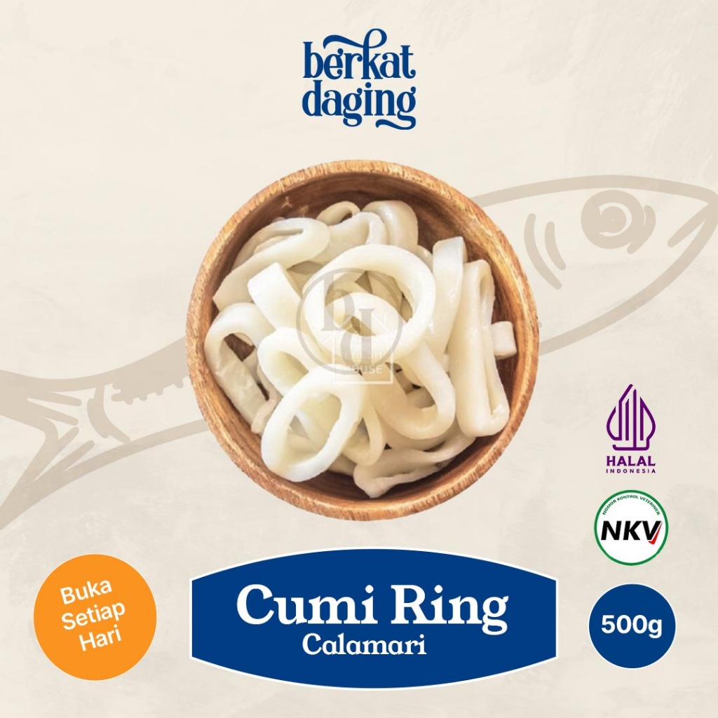 

Calamary Cumi Ring 500gr - Calamari Cumicumi Potong Import Bersih - BERKAT DAGING