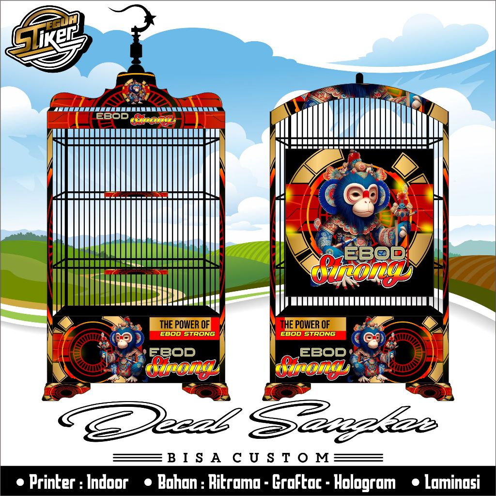 Decal Sangkar Kosan Motif Ebod Strong Monkey