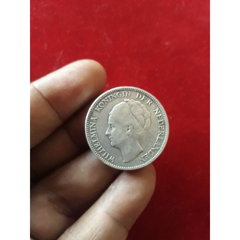 Koin Perak Kuno Wilhelmina 1 Gulden th 1929