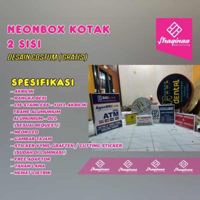 NEON BOX KOTAK UKURAN 60x40 (COSTUM DESAIN BIDAN,PRAKTEK DOKTER,APOTEK,MINI ATM,AGEN BRILINK DLL)
