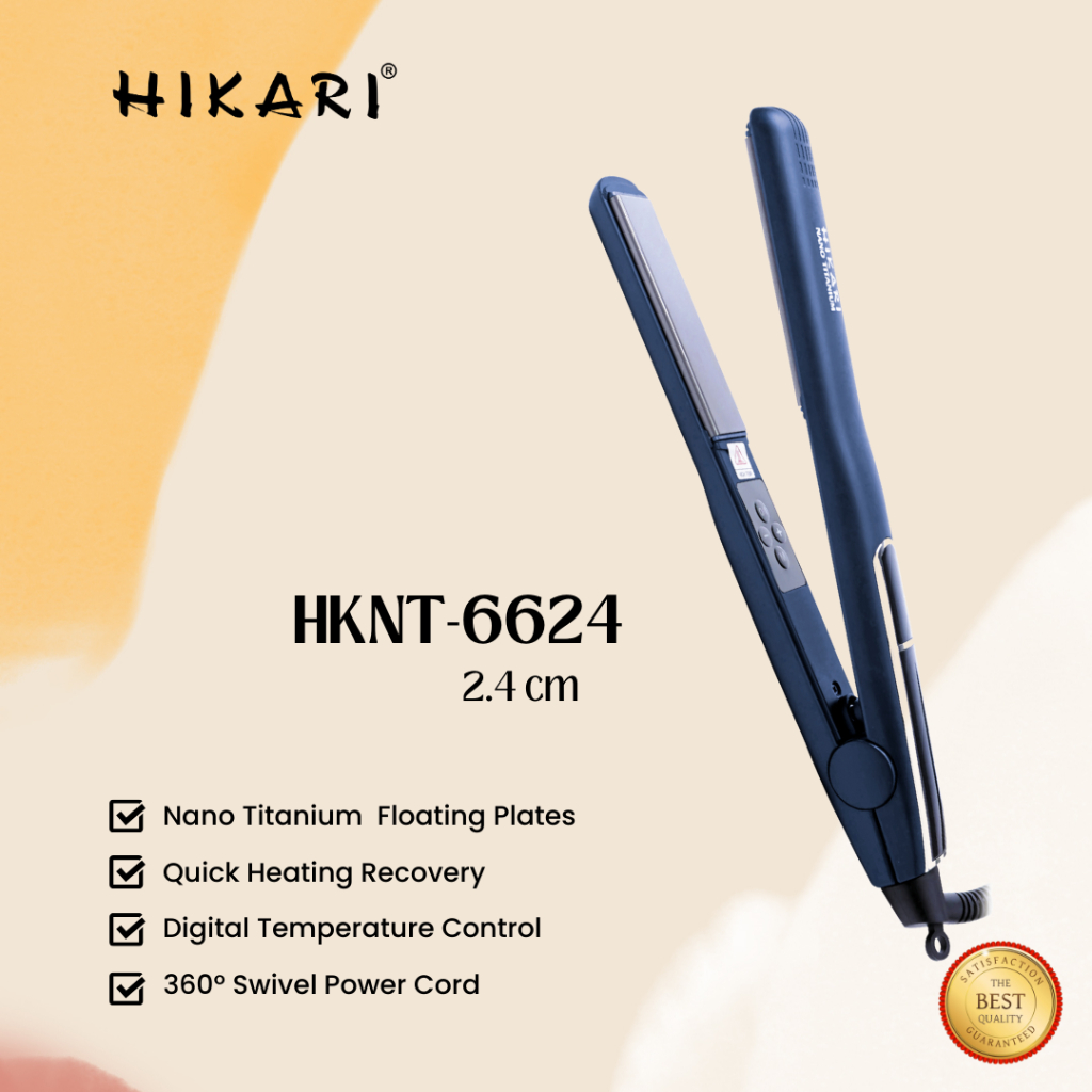 Hikari Hair Straightener HKNT-6624 Catok Pelurus Rambut Basah Kering Professional Salon Nano Titaniu
