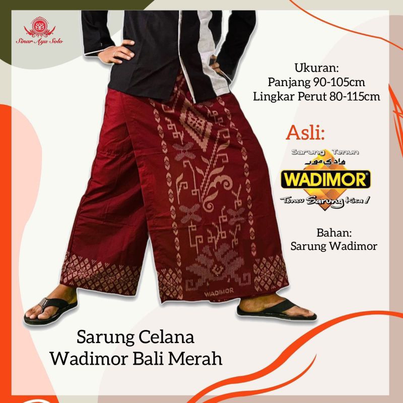 Celana Sarung Wadimor Bali XXL Motif Batik Kembang – Hitam, Biru, Coklat, Hijau | Sarung Celana Pria