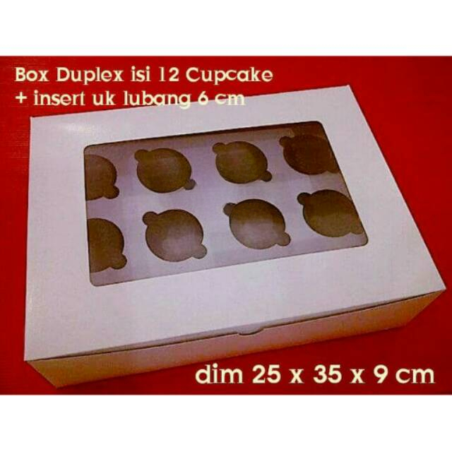 

( 5 pcs ) Box Packaging Kue Kering Ukuran 25x35x9 cm Dus Duplek Putih Hampers Cupcake Sekat 12