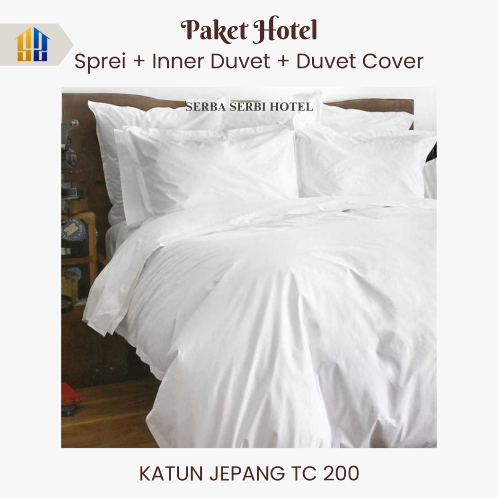 Paket Hotel Deluxe | Sprei Set Plus Duvet Cover & Inner Duvet Katun Jepang TC 200