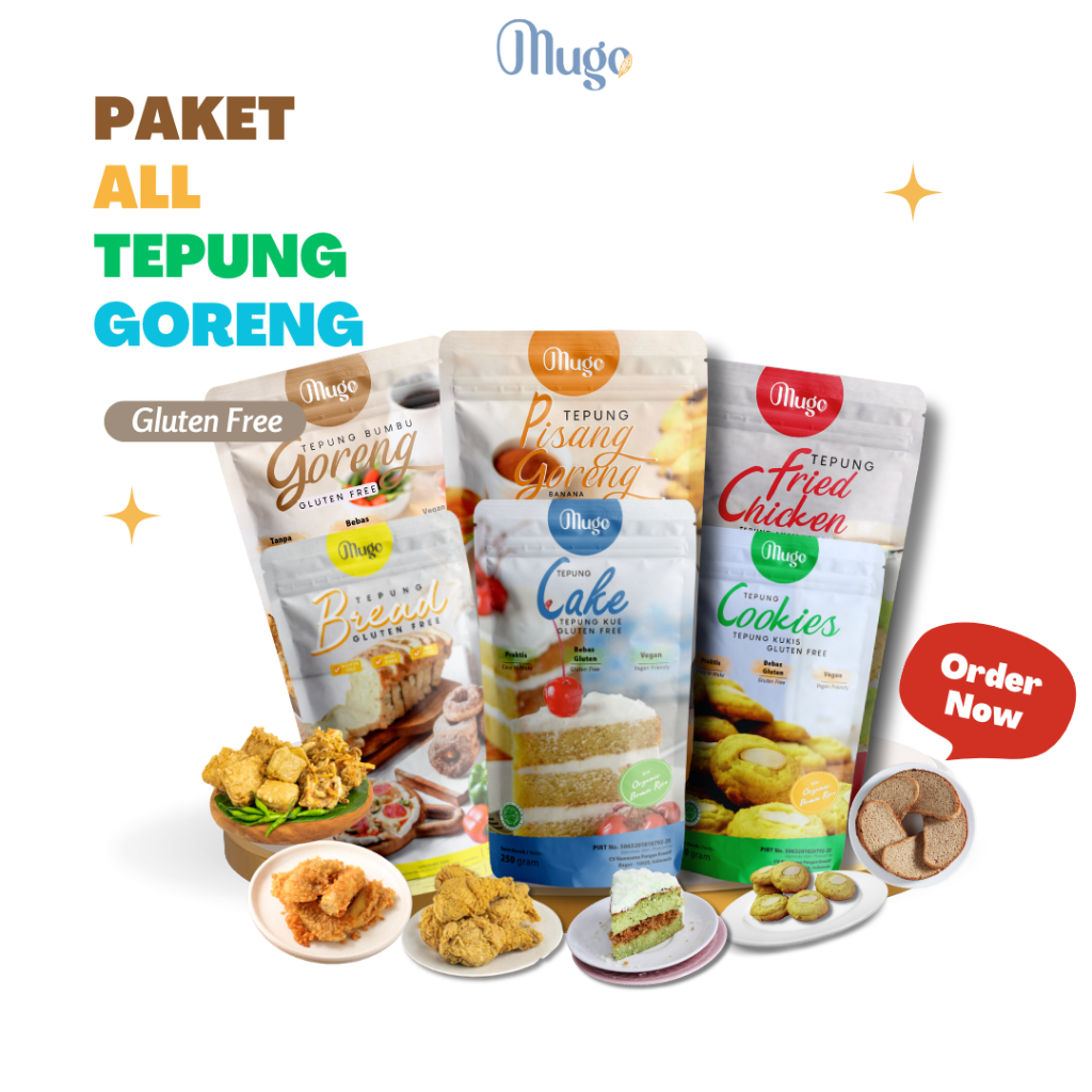 

Mugo - Paket All Tepung Gluten Free (Bread,Cake, Cookies, Fried Chicken)