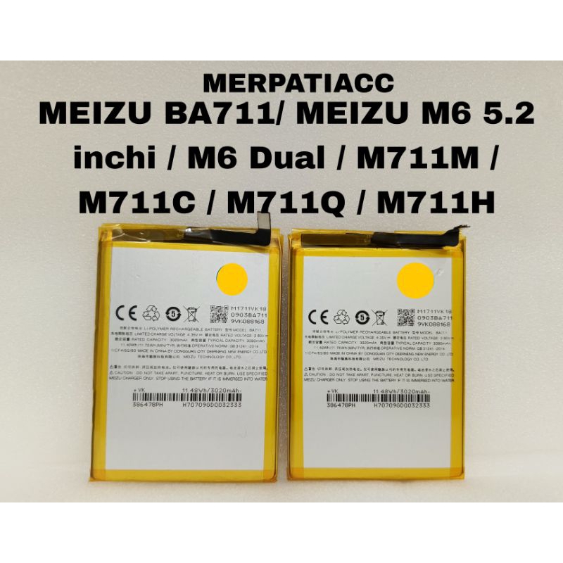 BATERAI/BATRAI/ BATRE/BATTERY / MEIZU BA711/ MEIZU M6 5.2 INCHI/ M6 DUAL/ M711M/ M711C/ M711Q/ M711H