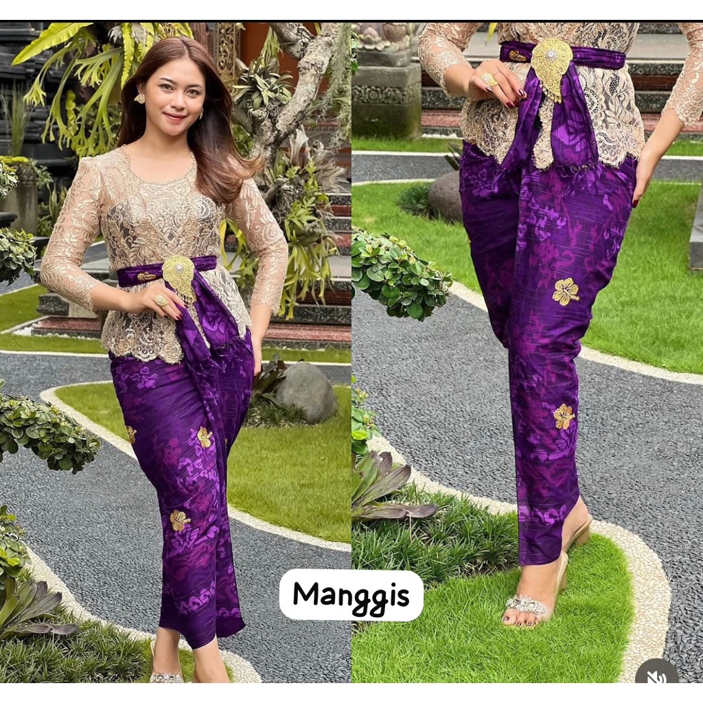 Kamen lembaran katun endek set selendang