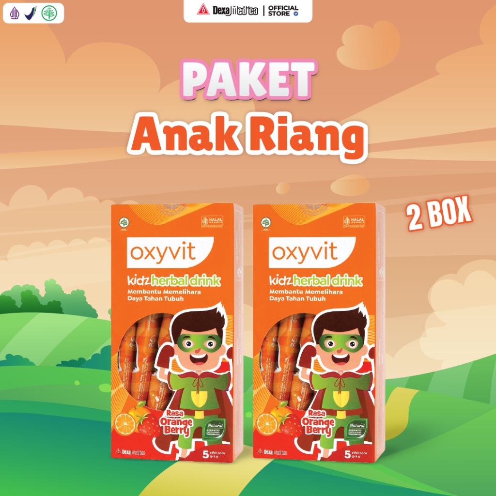 

[Paket Anak Riang] 2 Box Oxyvit Kidz Herbal Drink - Menjaga Daya Tahan Tubuh @5 Rasa Orange Berry