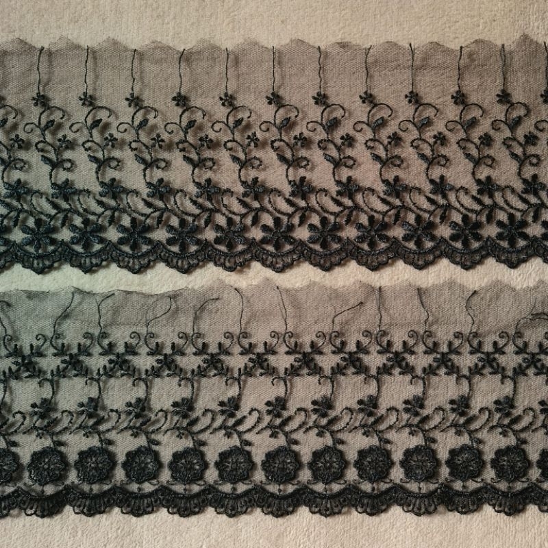 Renda tile lebar 13cm, renda bordir, renda air isi 15yard