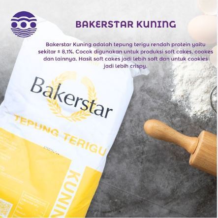 

Tepung Baker Star Kuning protein rendah 1KG / Baker star kuning Low Protein 1000gram