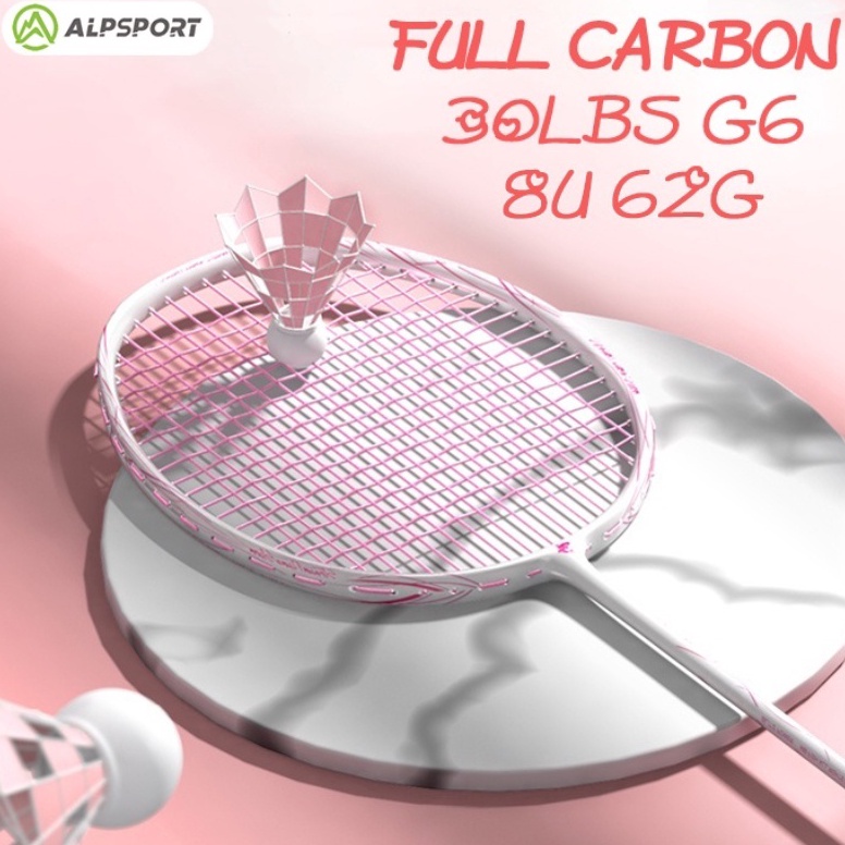ALPSPORT DF 8U Max 3LBS Raket Bulutangkis Pink Yang Dirancang Untuk Wanita Putih Racket Strung T11 1