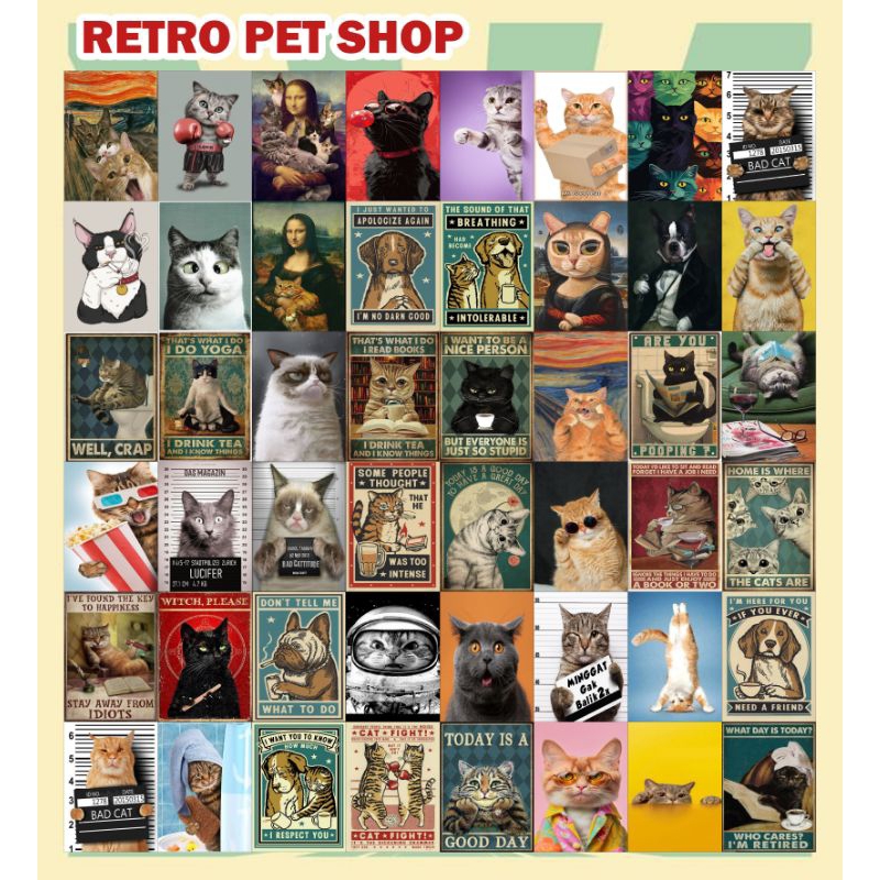 poster retro pet shop themes dekorasi toko dekorasi pet shop