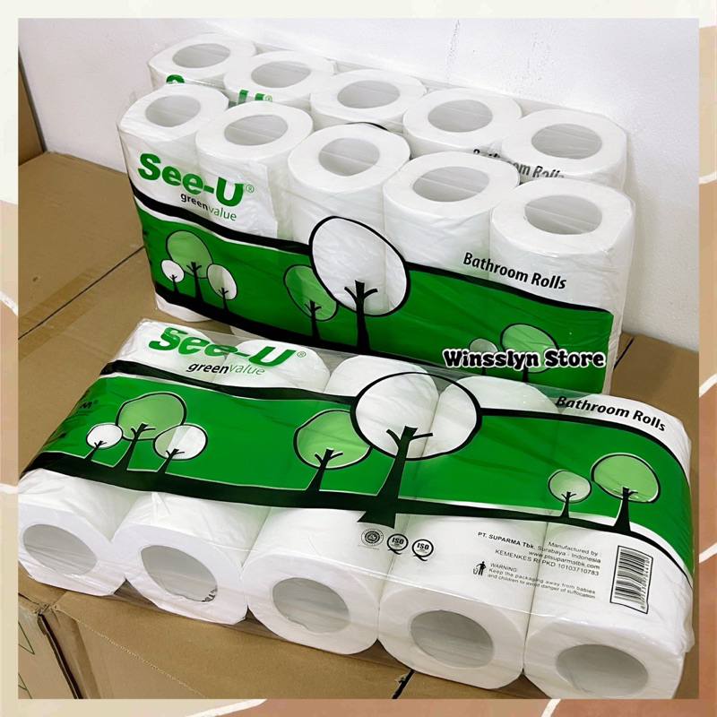 Tisu Tissue See U Gulung Bathroom isi 10 Roll (Ada Core / Tulang) 215 Sheets 2ply Murah Harga Grosir