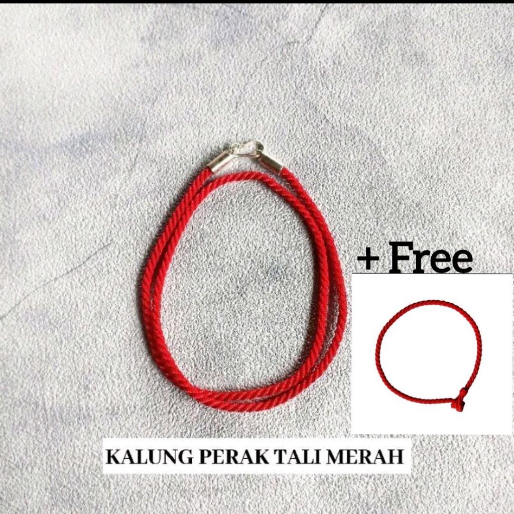 KALUNG MERAH CANTELAN PERAK / KALUNG TALI MERAH PERAK ORIGINAL / KALUNG PRIA WANITA FREE GELANG