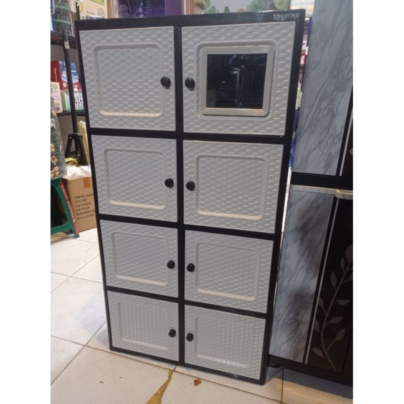 LEMARI 4 SUSUN  DAN KACA / LEMARI KACA / LEMARI PLASTIK /  LEMARI SUSUN