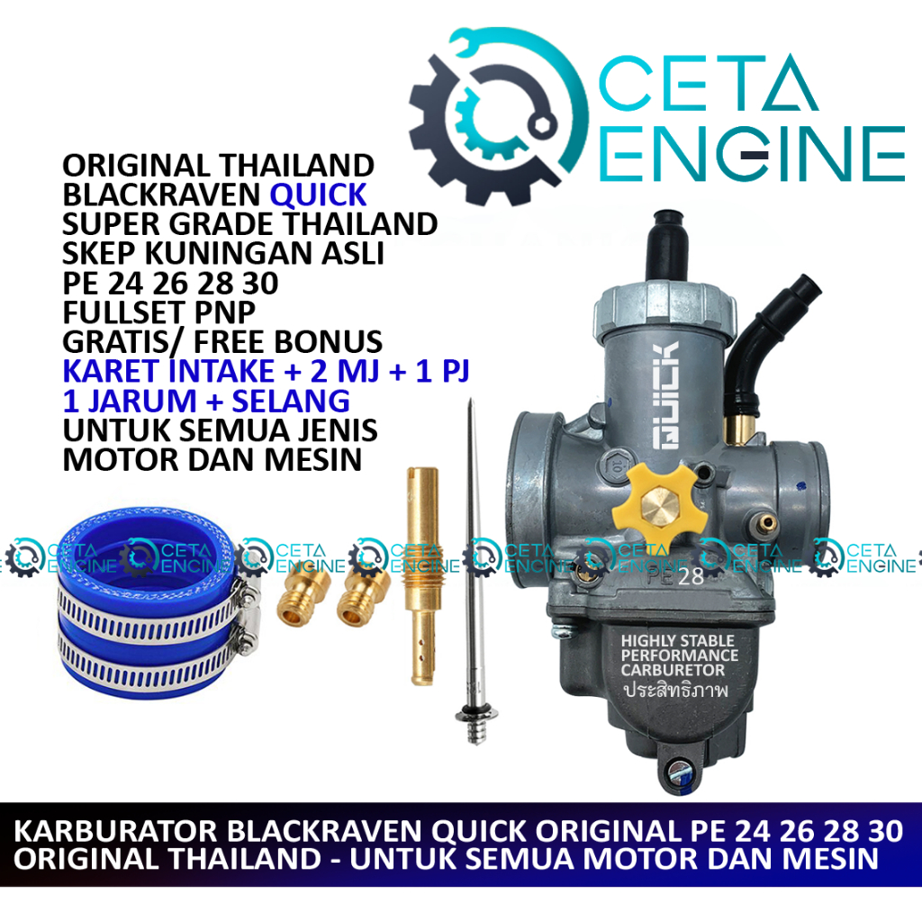 [ BISA COD ] KARBURATOR BLACKRAVEN QUICK NSR SILVER AIRSTRIKE PE 24 26 28 AIR KARBU BEAT VARIO MIO J
