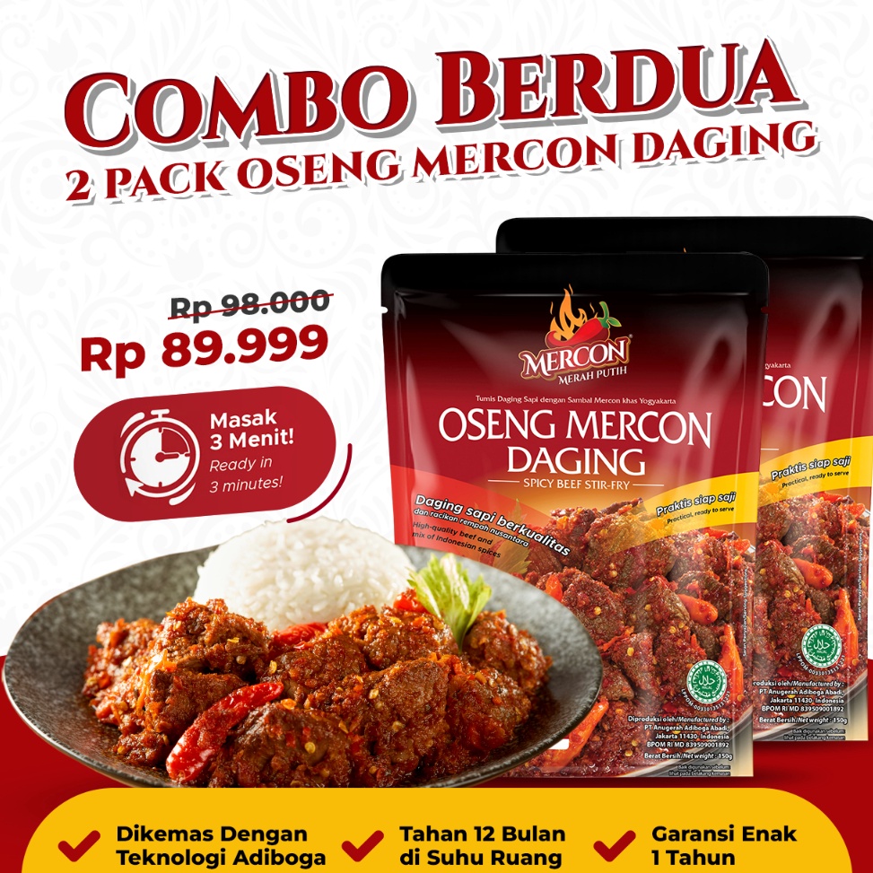

Belanja disini Mercon Merah Putih Hemat Combo Berdua 2 x Oseng Mercon Daging