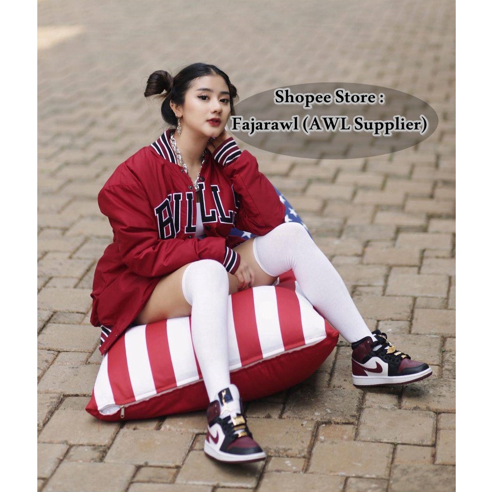 KODE M4F2 VARSITY JAKET NBA TEAM CHICAGO BULLS RED MAROON LOGO HEAD BACK JAKET GHEA YOUBI