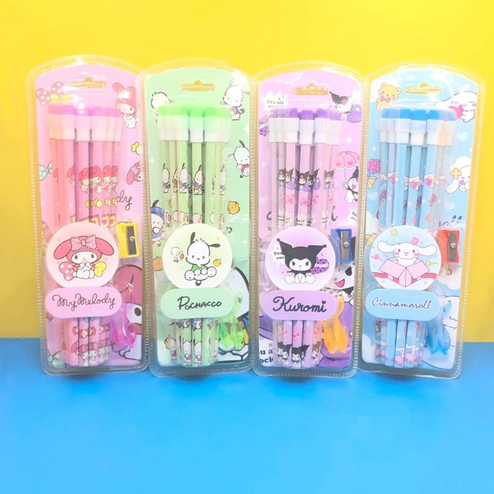 

ART G49U CC PENSIL 2B SANRIO PENCIL Tulis edisi Cinnamoroll Kuromi Melody Paket 12 PCS free rautan