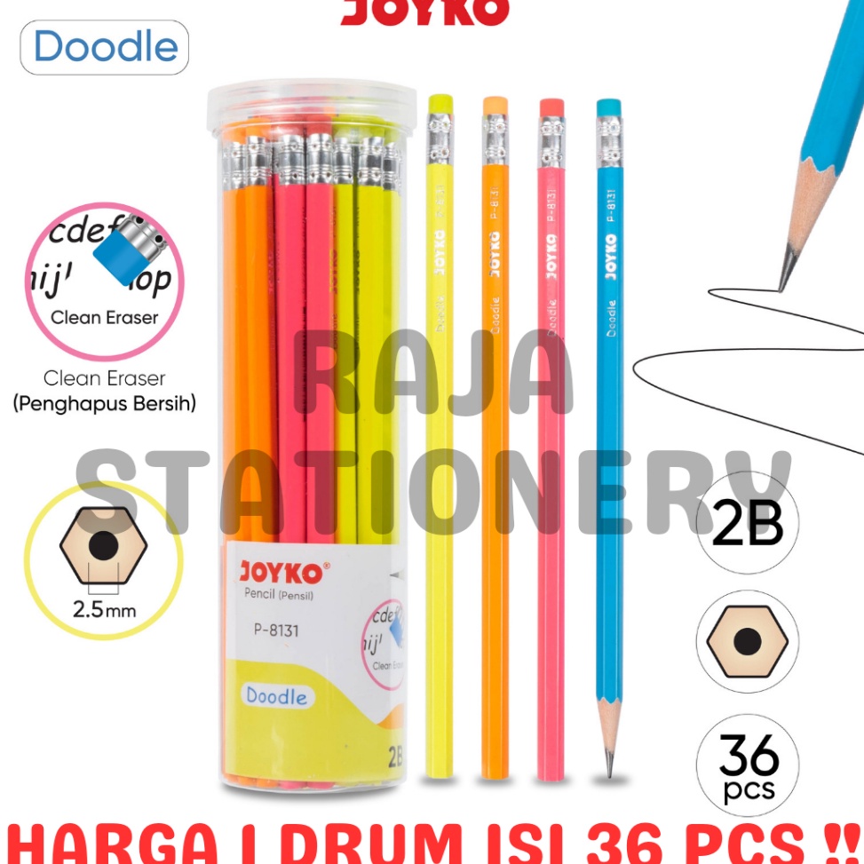 

ART L63W JOYKO PENCIL PENSIL KAYU JOYKO 2B KOMPUTER UJIAN P8131 DRUM 36PCS