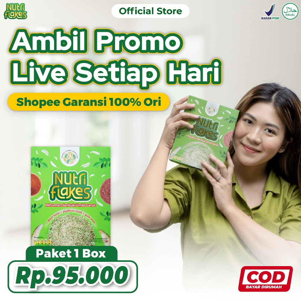 

Sale sale Nutriflakes Sereal Umbi Garut Atasi Asam Lambung Ori 1 Box