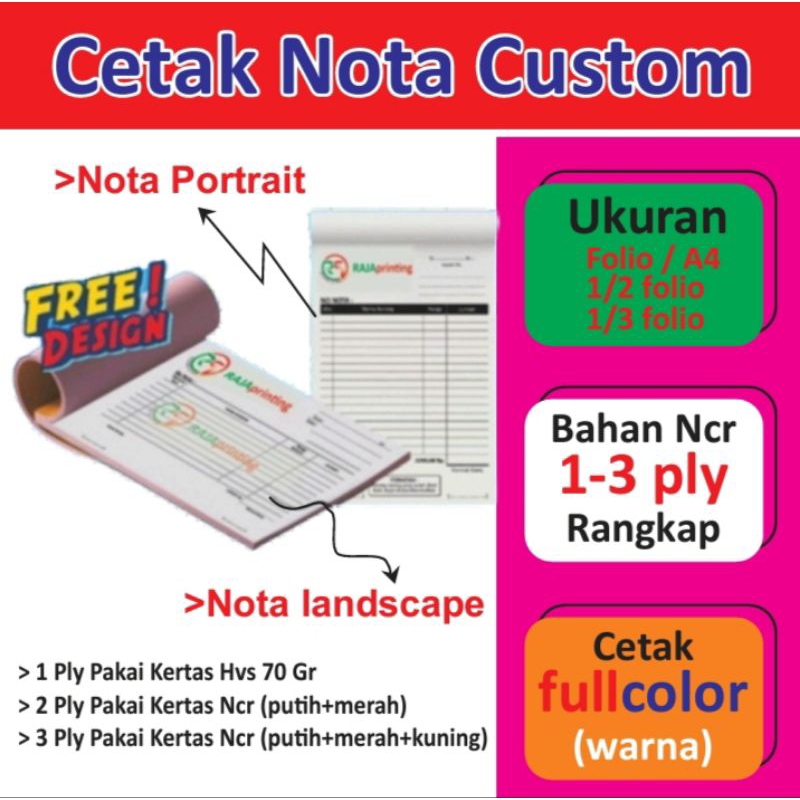 

PROMO NOTA CUSTOM NOTA LAUNDRY, NOTA OLSHOP, NOTA KWITANSI 1PLY, 2PLY, 3PLY