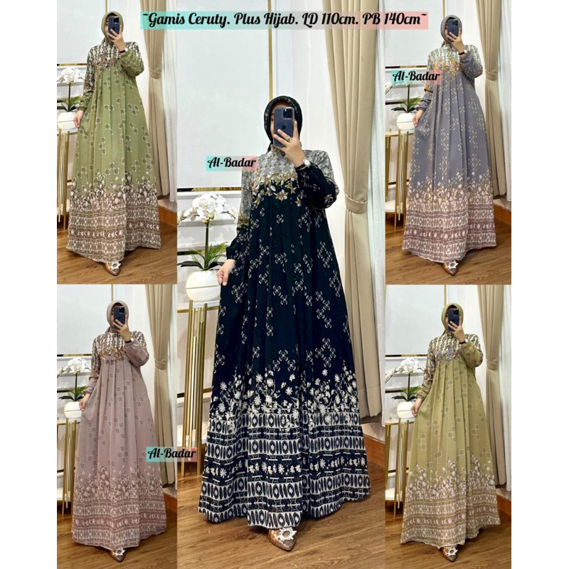 GAMIS CERUTY SYARI MOTIF BUNGA ETNIK SET HIJAB TERBARU