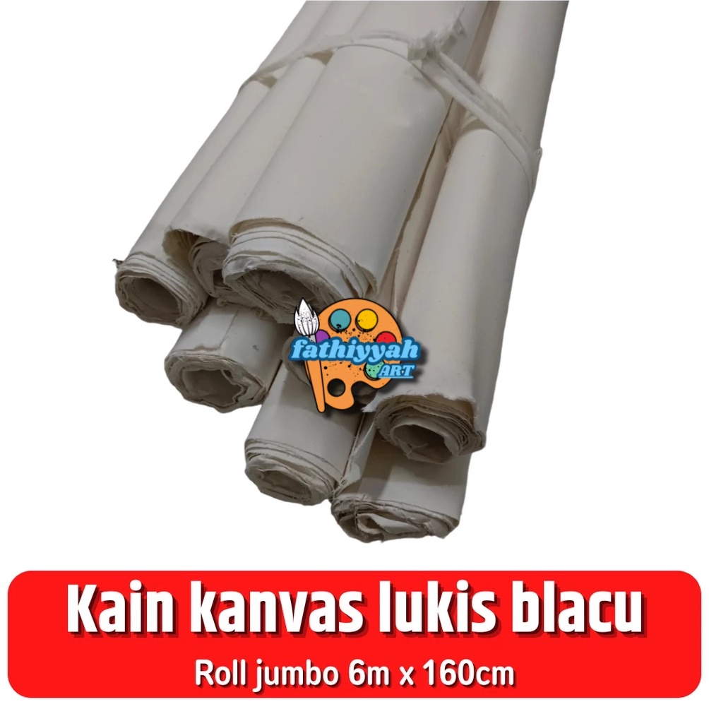 

ART E93F grosir kain kanvas lukis roll jumbo tc teteron cotton sudah gesso full 6 meter x 16cm